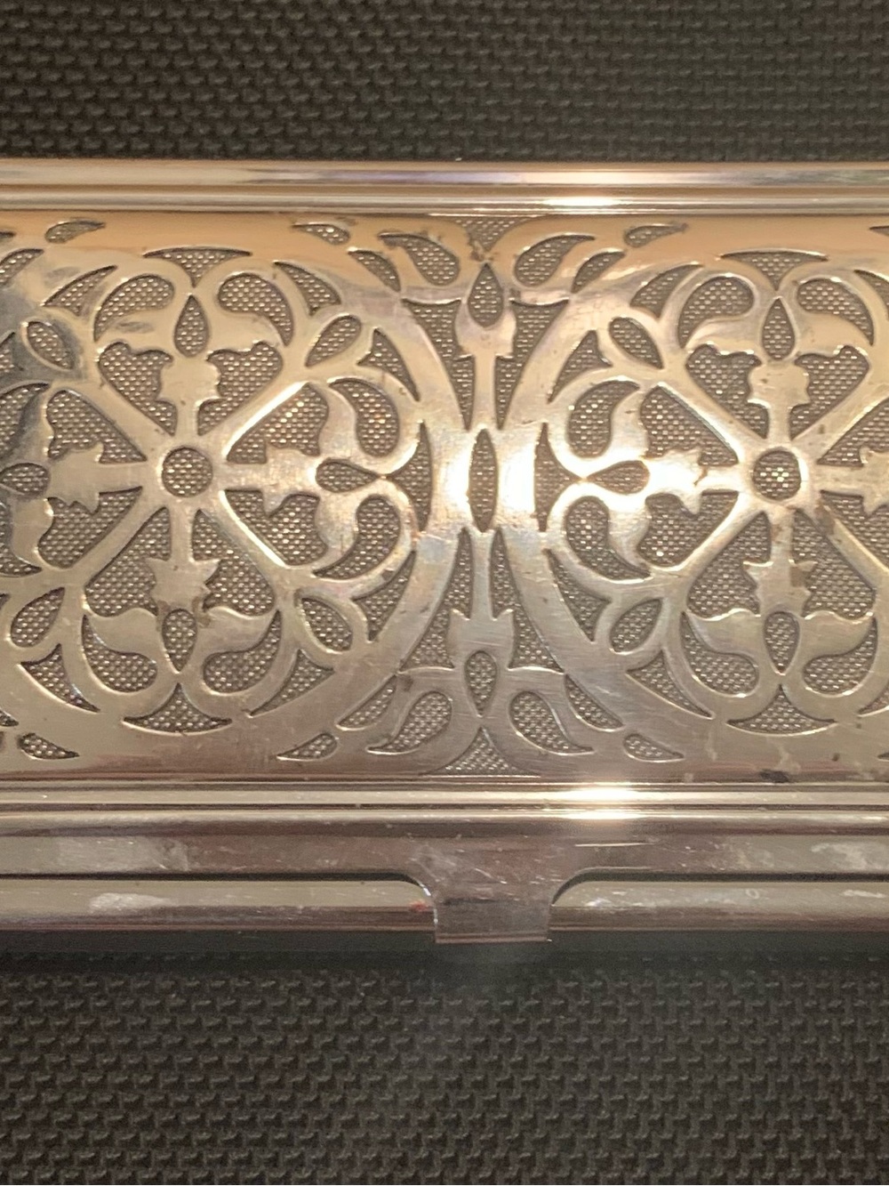 Brighton Silver Filigree Card Case with Cutout Floral Design